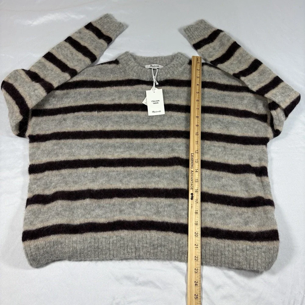 New Madewell Women's Oversized Alpaca Italian Yarn Blend Striped Sweater Medium